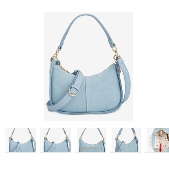 Macy's On 34th Dyanne denim small shoulder crossbody bag - Blue - Picture 12 of 12